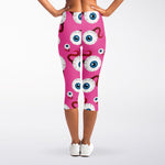 Human Eyeball Pattern Print Women's Capri Leggings
