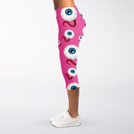 Human Eyeball Pattern Print Women's Capri Leggings
