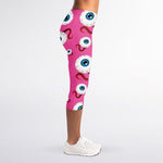 Human Eyeball Pattern Print Women's Capri Leggings