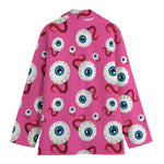 Human Eyeball Pattern Print Women's Cotton Blazer