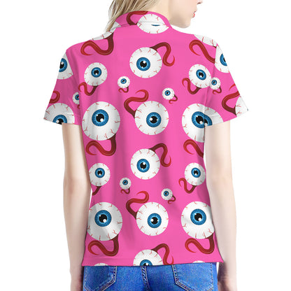 Human Eyeball Pattern Print Women's Polo Shirt
