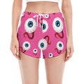 Human Eyeball Pattern Print Women's Split Running Shorts