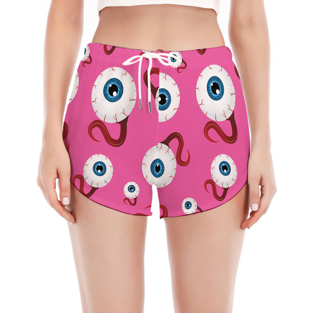 Human Eyeball Pattern Print Women's Split Running Shorts