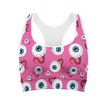 Human Eyeball Pattern Print Women's Sports Bra