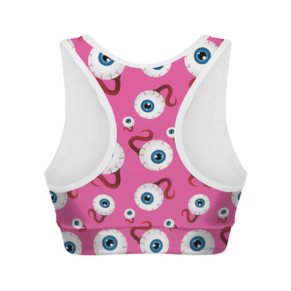 Human Eyeball Pattern Print Women's Sports Bra