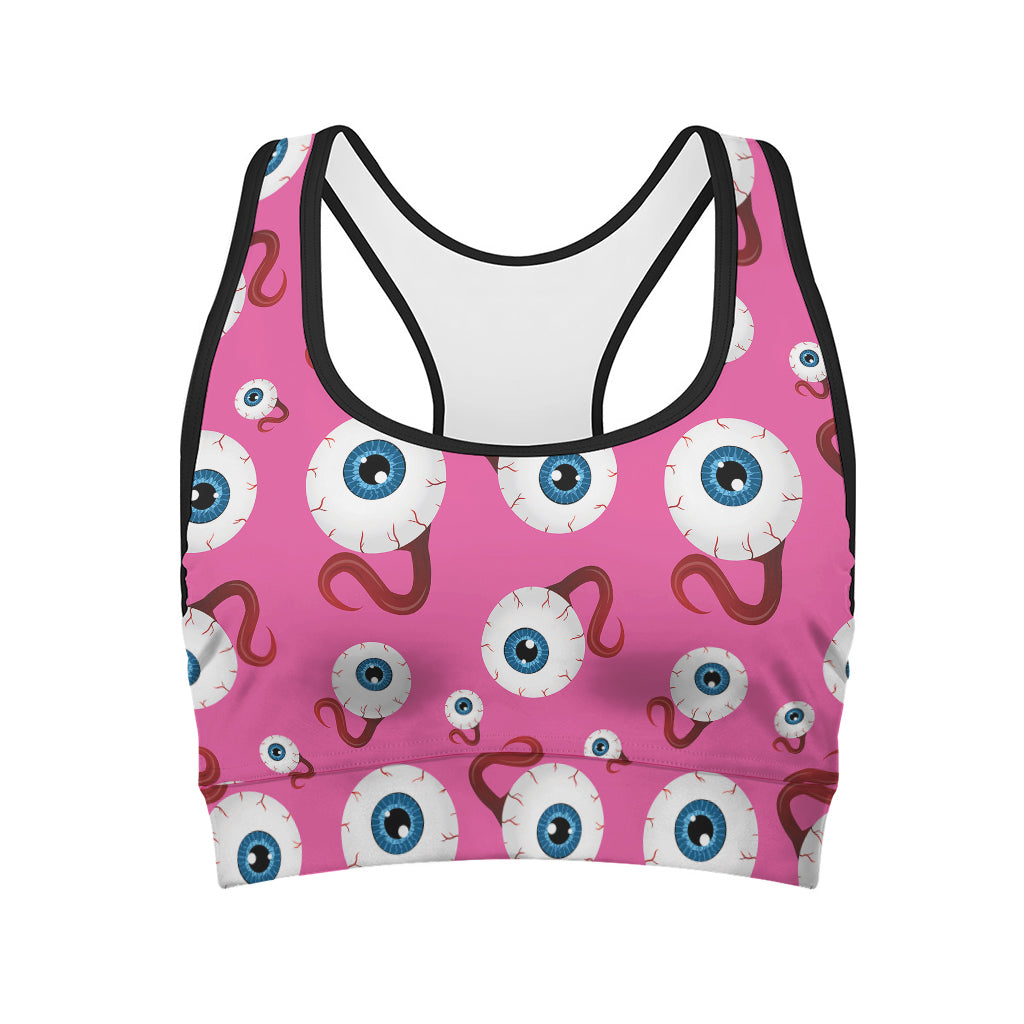 Human Eyeball Pattern Print Women's Sports Bra