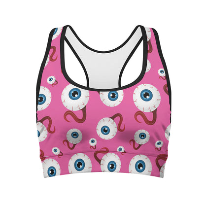 Human Eyeball Pattern Print Women's Sports Bra