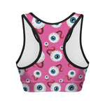 Human Eyeball Pattern Print Women's Sports Bra