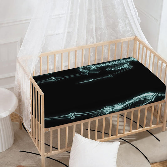 Human Skeleton X-Ray Print Baby Crib Sheet