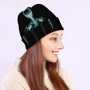 Human Skeleton X-Ray Print Beanie