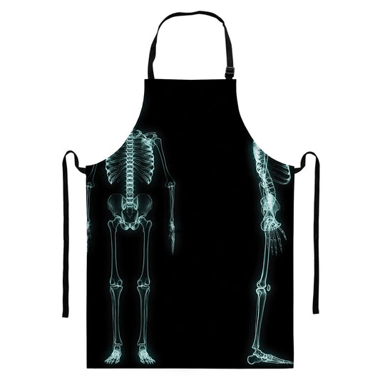 Human Skeleton X-Ray Print Bib Apron With Pocket