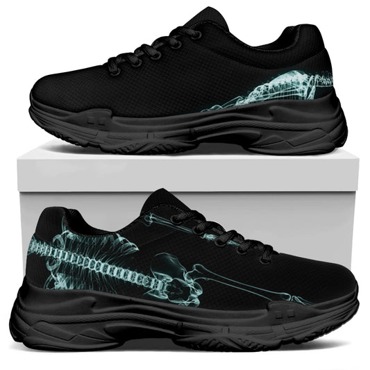 Human Skeleton X-Ray Print Black Chunky Shoes