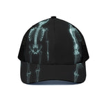 Human Skeleton X-Ray Print Black Mesh Trucker Cap
