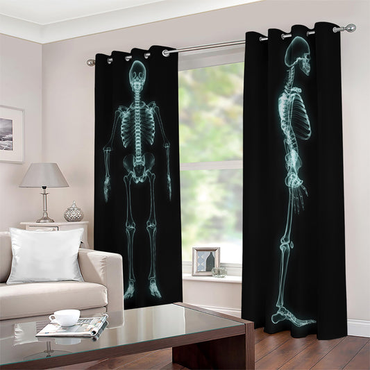 Human Skeleton X-Ray Print Blackout Grommet Curtains