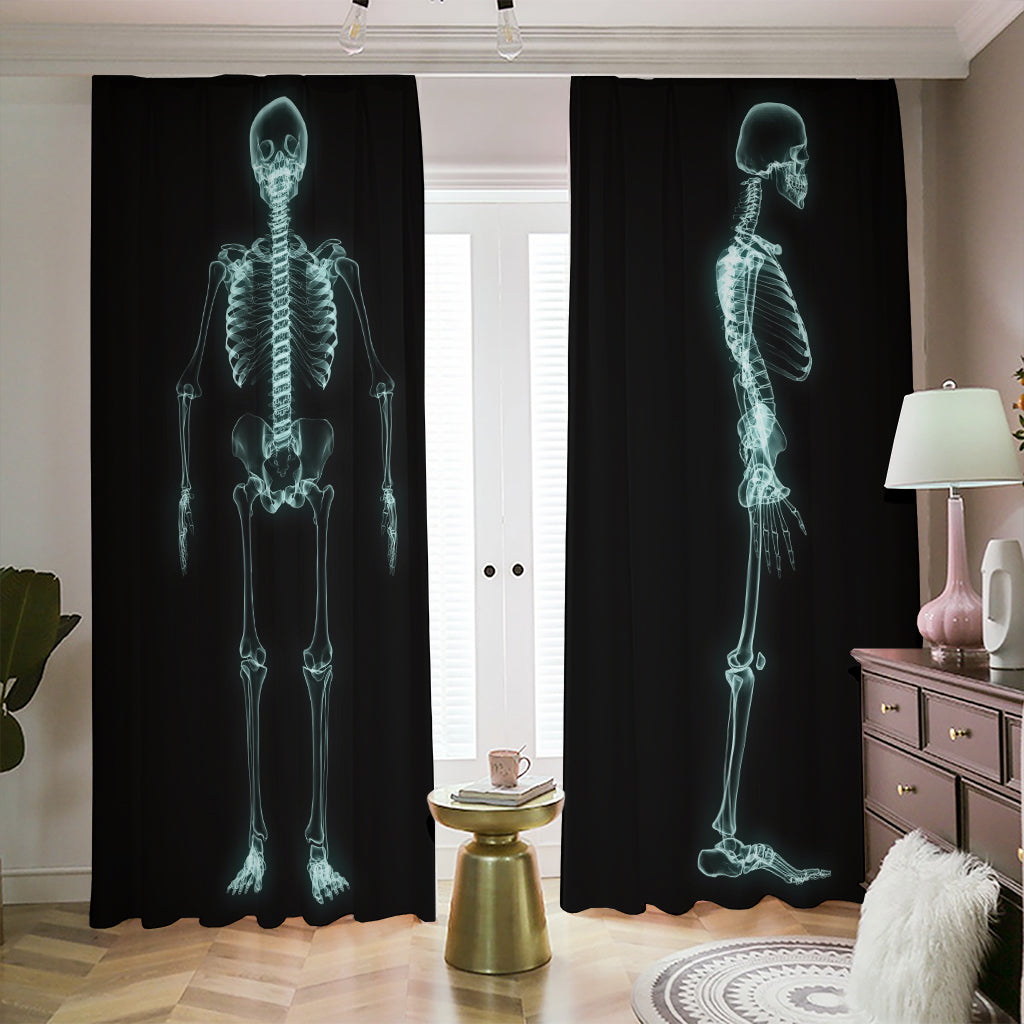 Human Skeleton X-Ray Print Blackout Pencil Pleat Curtains