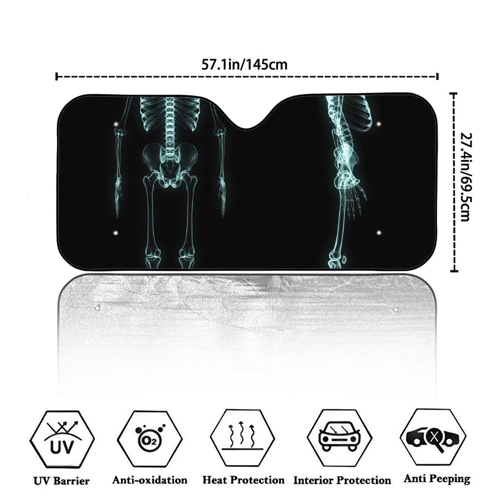 Human Skeleton X-Ray Print Car Windshield Sun Shade
