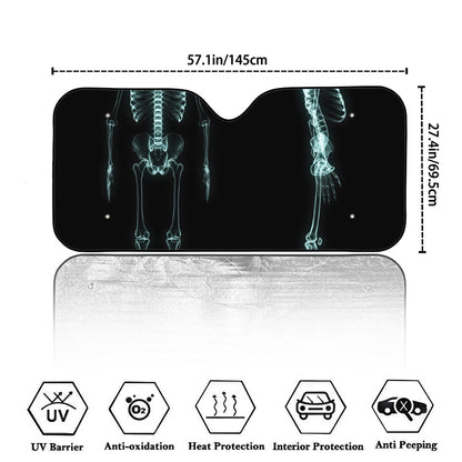 Human Skeleton X-Ray Print Car Windshield Sun Shade