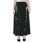 Human Skeleton X-Ray Print Chiffon Maxi Skirt