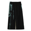 Human Skeleton X-Ray Print Cotton Front Slit Maxi Skirt