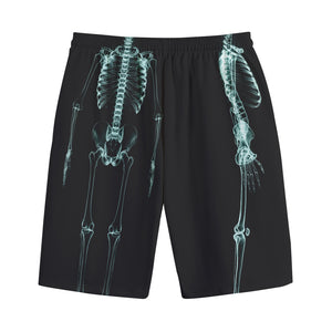 Human Skeleton X-Ray Print Cotton Shorts