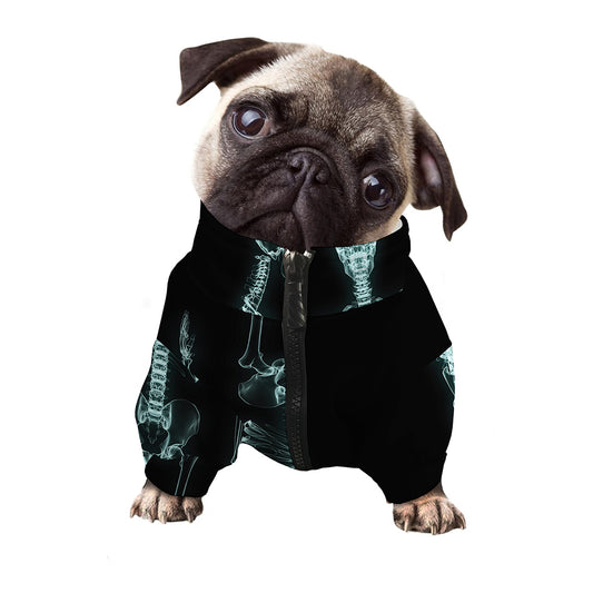 Human Skeleton X-Ray Print Dog Zip Up Jacket