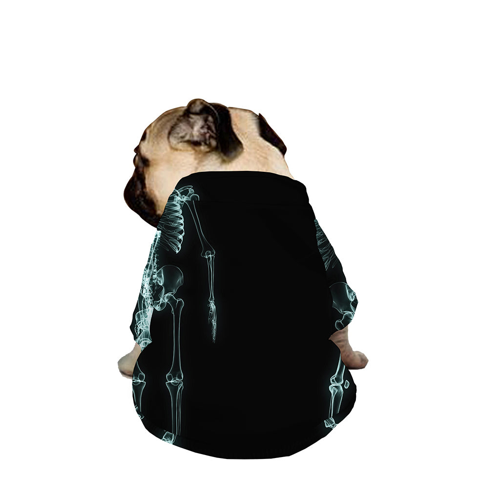 Human Skeleton X-Ray Print Dog Zip Up Jacket