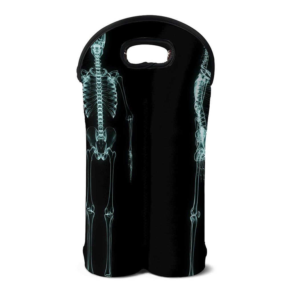Human Skeleton X-Ray Print Double Neoprene Wine Tote