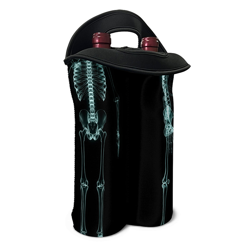 Human Skeleton X-Ray Print Double Neoprene Wine Tote