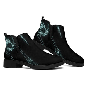 Human Skeleton X-Ray Print Flat Ankle Boots