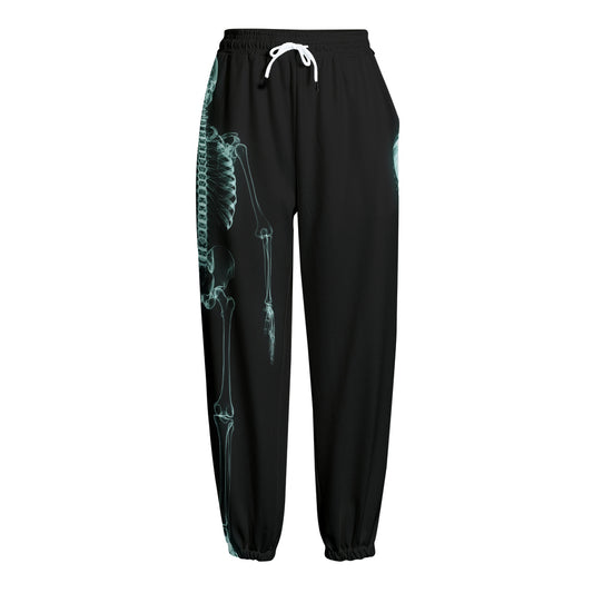 Human Skeleton X-Ray Print Fleece Lined Knit Pants