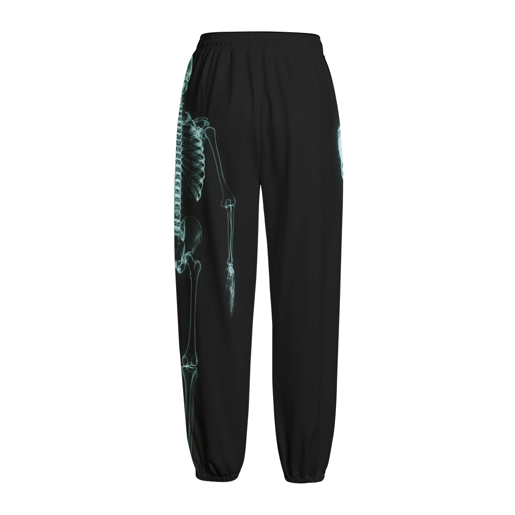 Human Skeleton X-Ray Print Fleece Lined Knit Pants