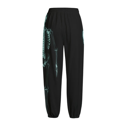 Human Skeleton X-Ray Print Fleece Lined Knit Pants