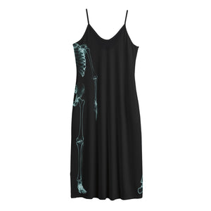 Human Skeleton X-Ray Print Jersey Midi Cami Dress