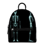 Human Skeleton X-Ray Print Leather Backpack