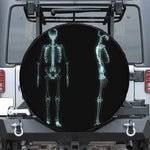 Human Skeleton X-Ray Print Leather Spare Tire Cover