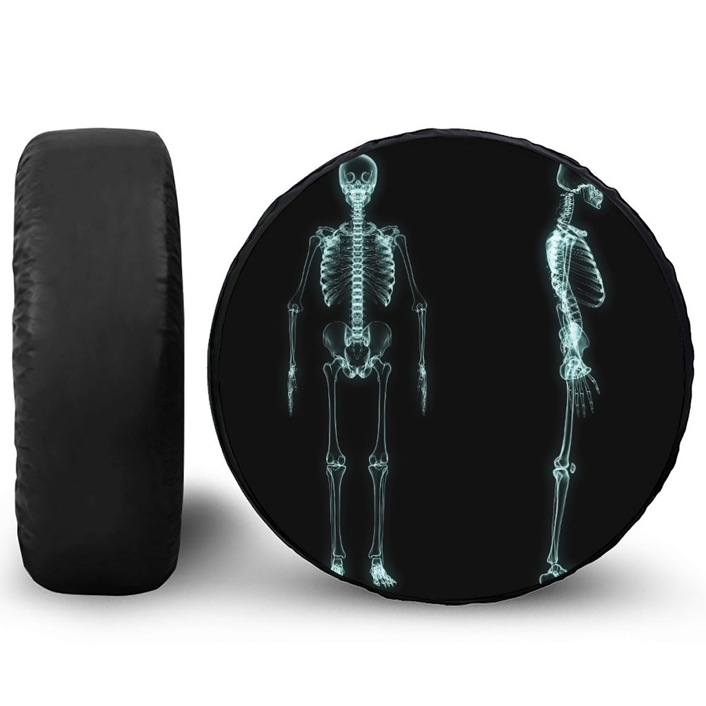 Human Skeleton X-Ray Print Leather Spare Tire Cover