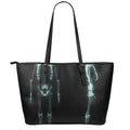 Human Skeleton X-Ray Print Leather Tote Bag With Zipper