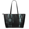 Human Skeleton X-Ray Print Leather Tote Bag