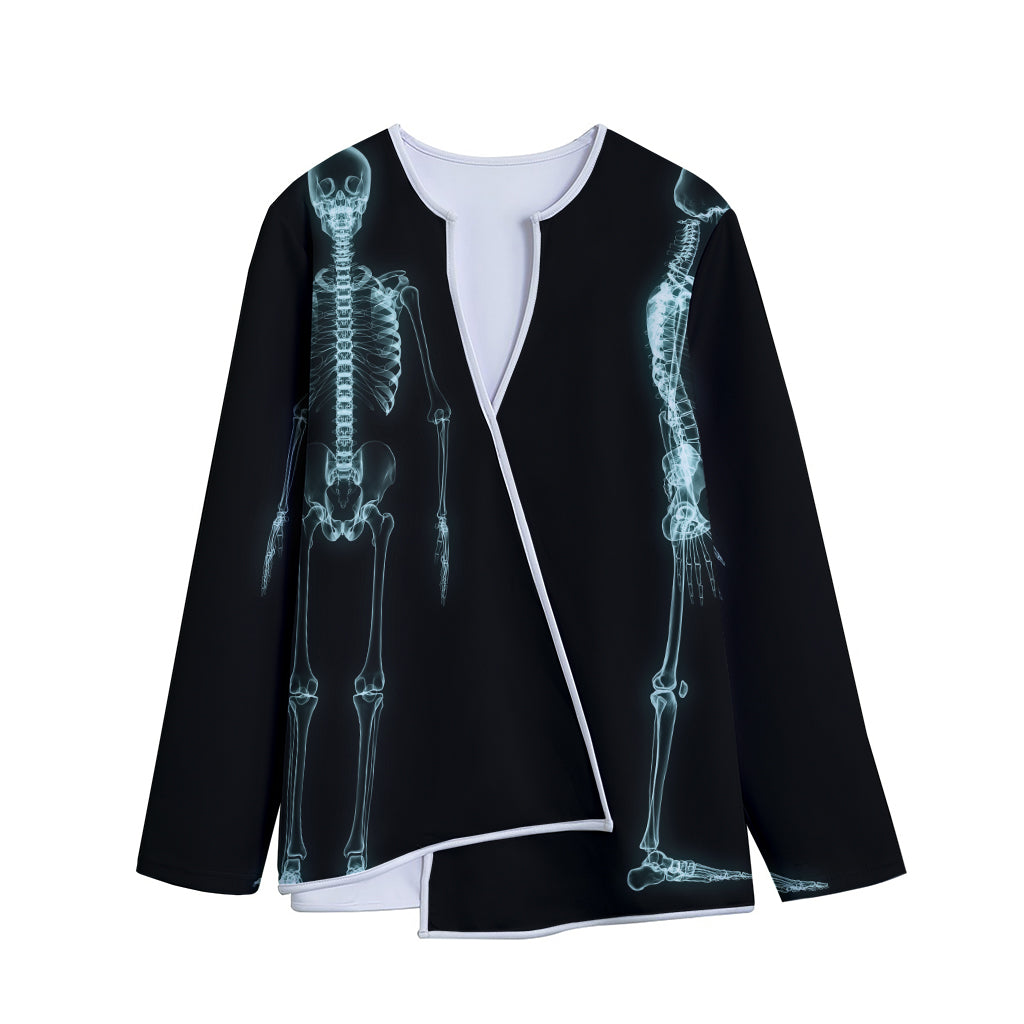 Human Skeleton X-Ray Print Long Sleeve Short Coat