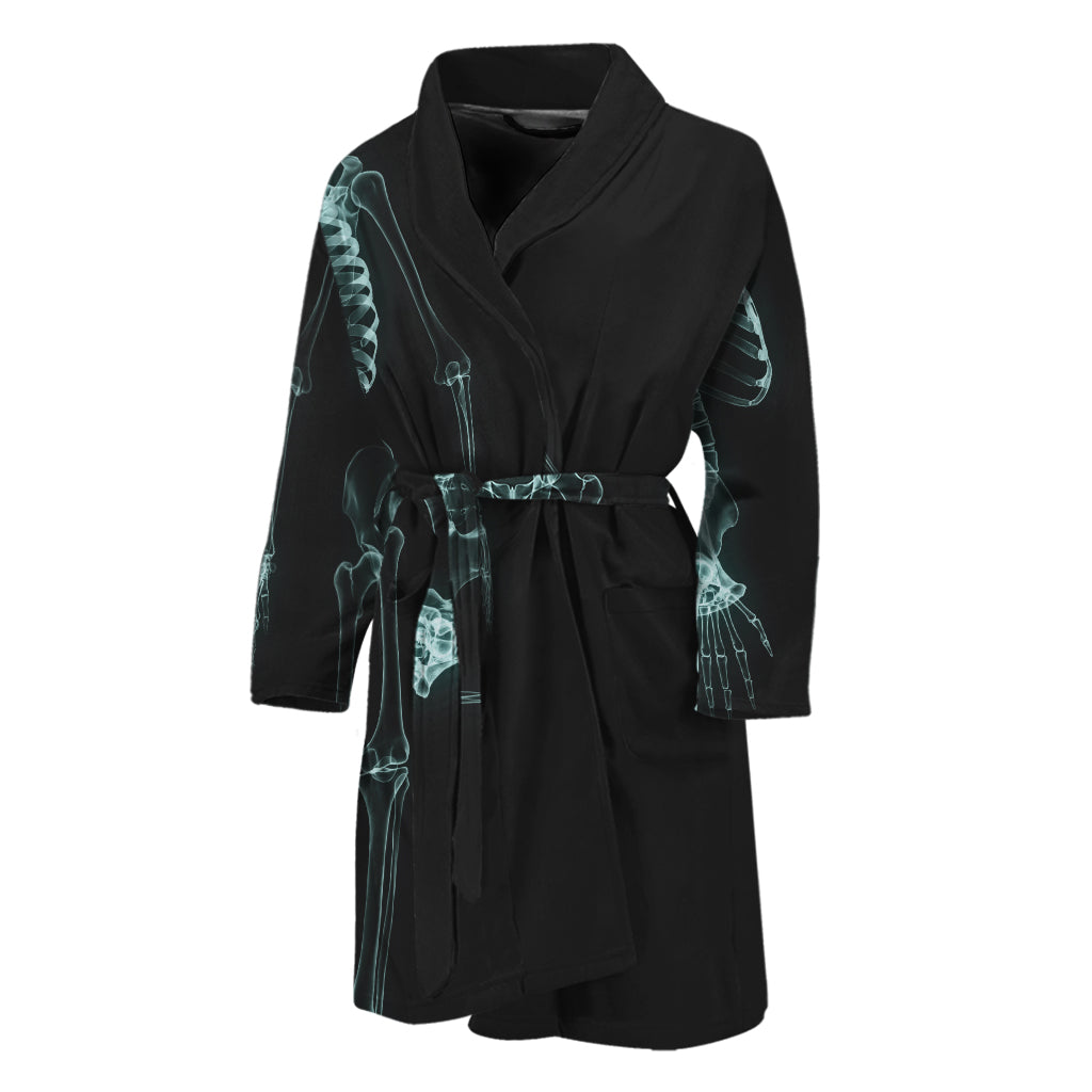 Human Skeleton X-Ray Print Men's Bathrobe