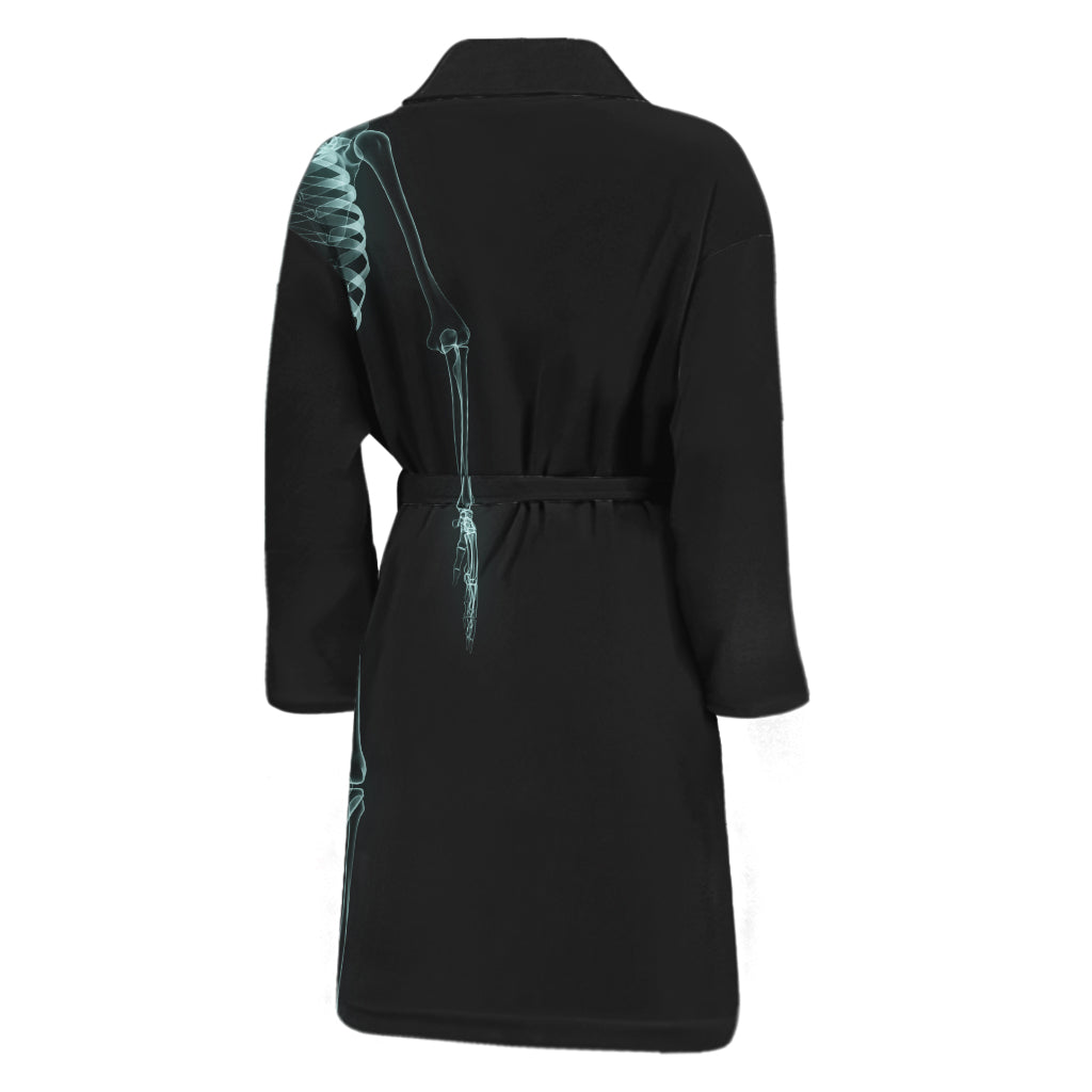 Human Skeleton X-Ray Print Men's Bathrobe