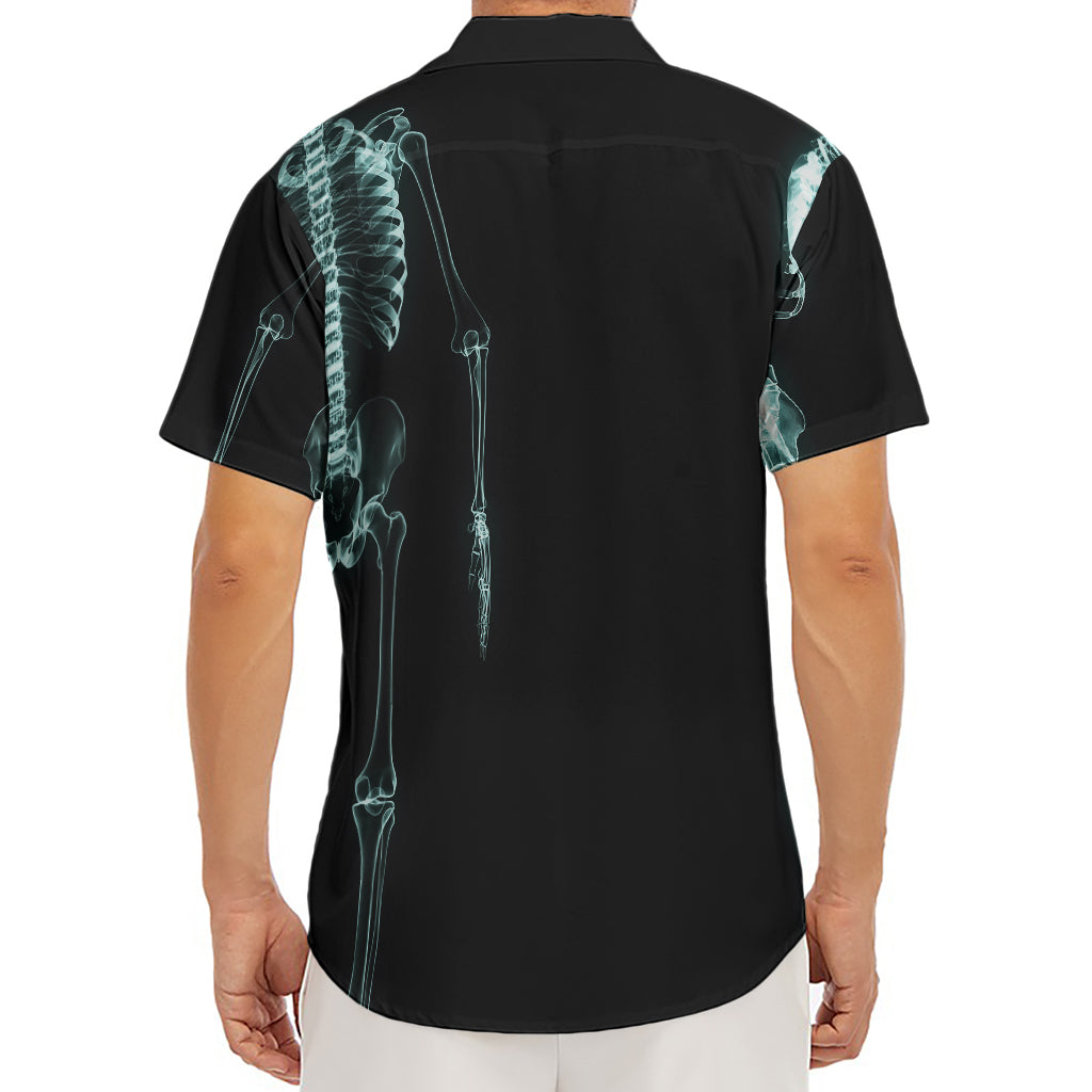 Human Skeleton X-Ray Print Men's Deep V-Neck Shirt