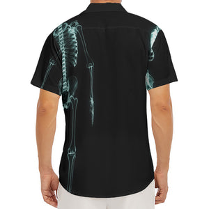 Human Skeleton X-Ray Print Men's Deep V-Neck Shirt