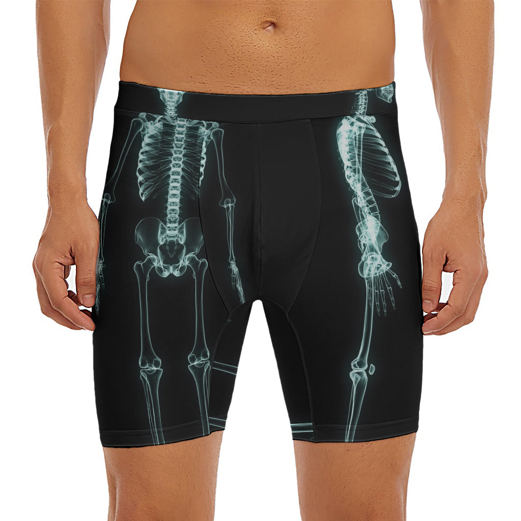 Human Skeleton X-Ray Print Men's Long Boxer Briefs