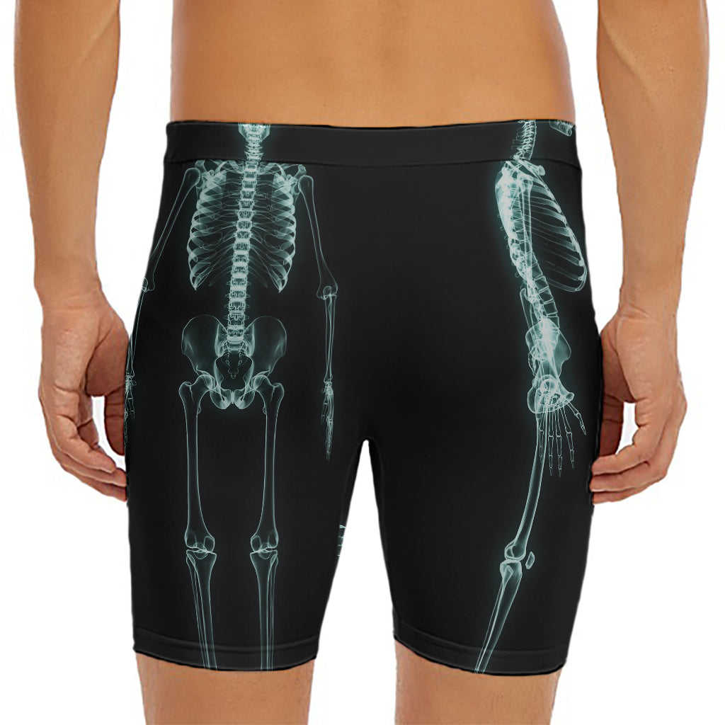 Human Skeleton X-Ray Print Men's Long Boxer Briefs