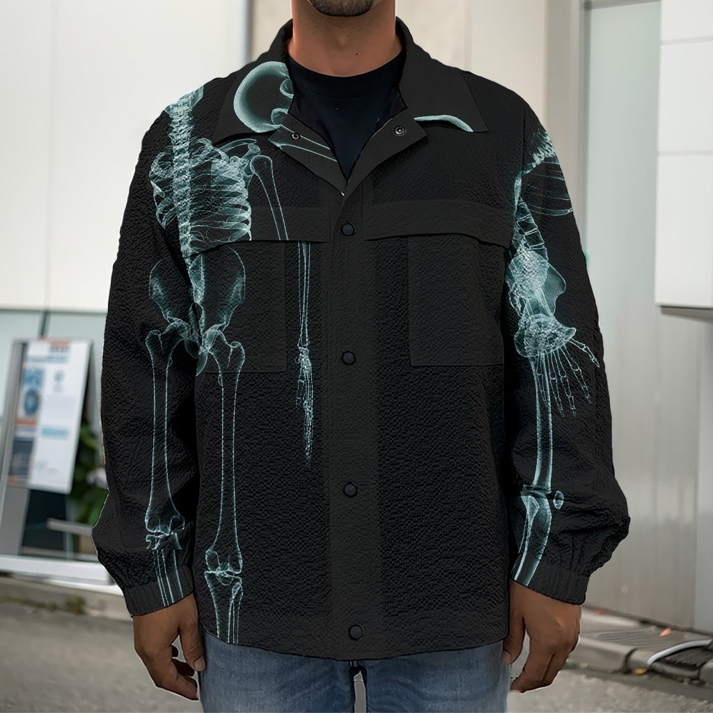 Human Skeleton X-Ray Print Men's Shirt Jacket