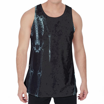 Human Skeleton X-Ray Print Men's Velvet Tank Top