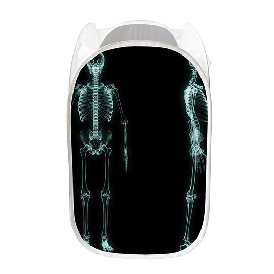 Human Skeleton X-Ray Print Mesh Laundry Hamper