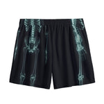 Human Skeleton X-Ray Print Mesh Shorts