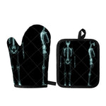 Human Skeleton X-Ray Print Oven Mitt And Pot Holder Set